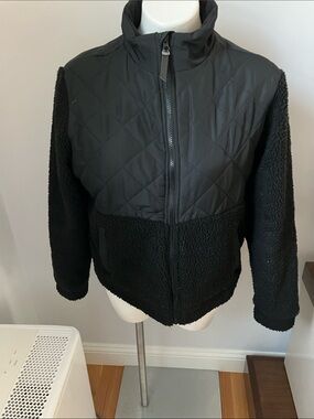 Black Quilted & Sherpa Zip Jacket - Brand